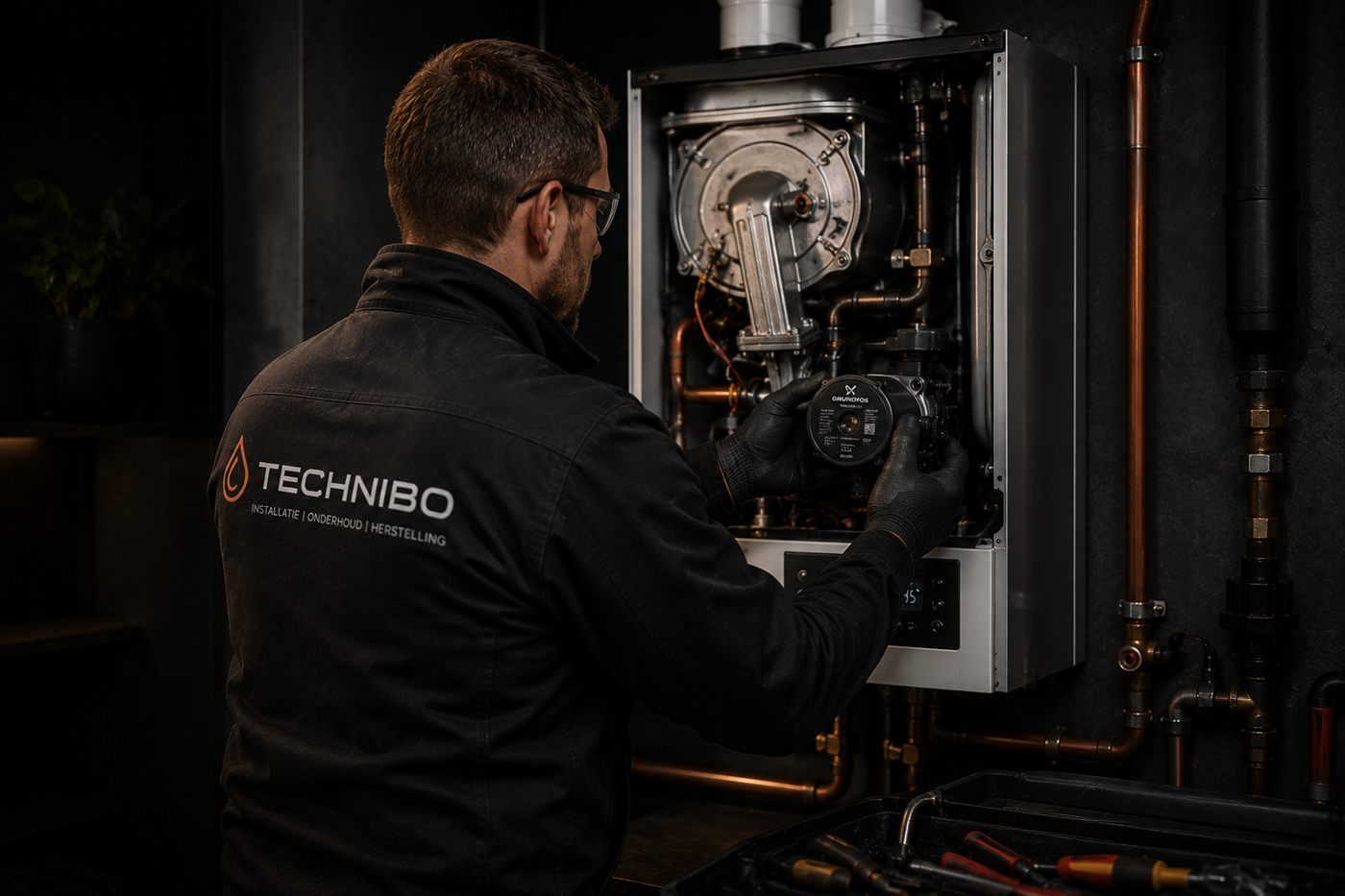 Technibo herstelt een verwarmingsketel